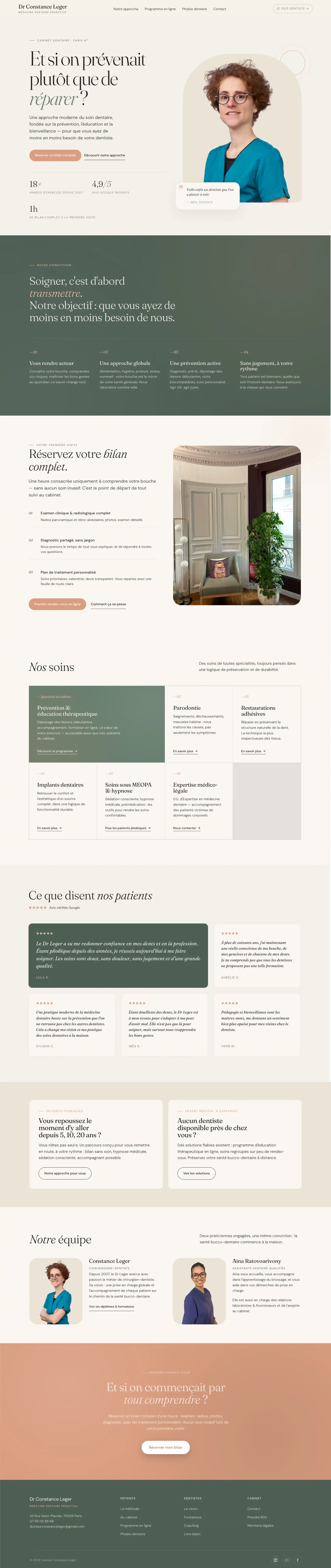 Page d'accueil du site du Dr Constance Leger